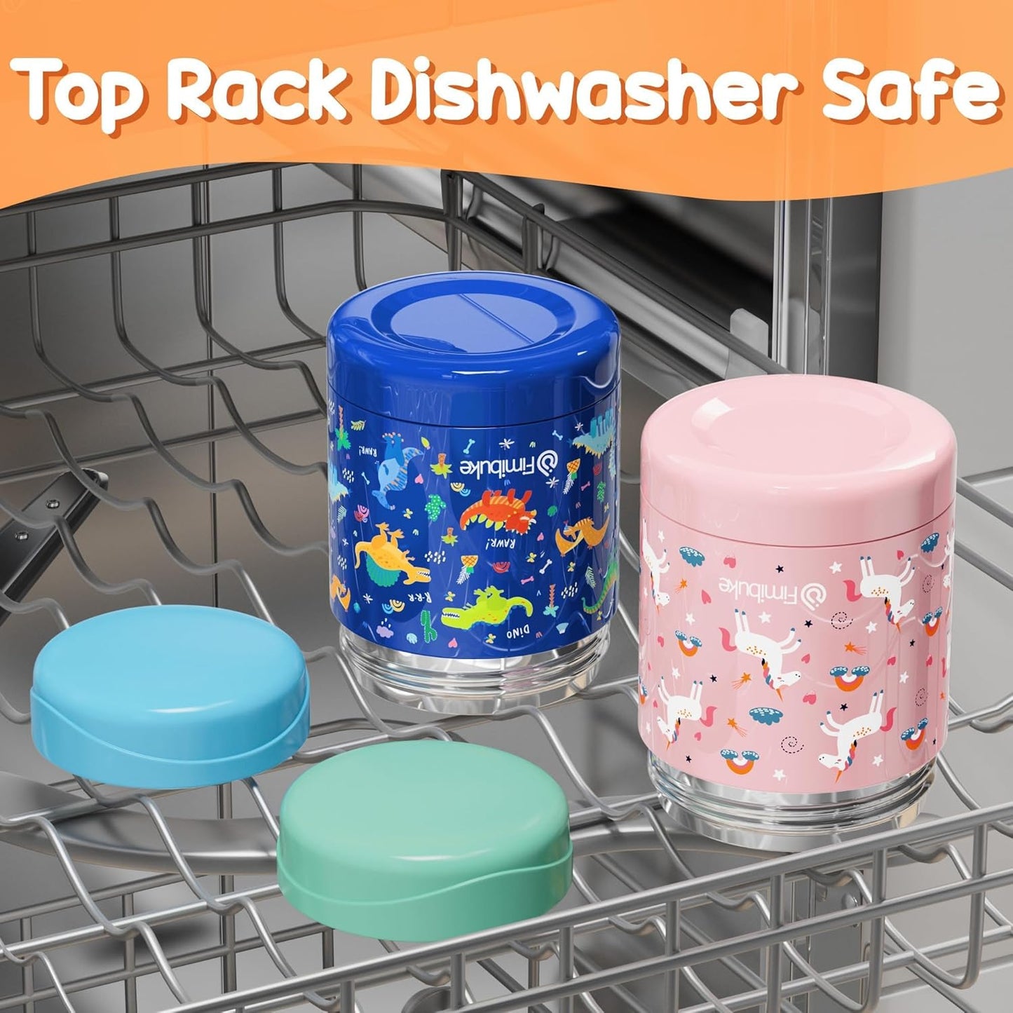 Fimibuke Insulated Kids Food Jar, 2 Pack 12 OZ Bpa Free Stainless Steel Vacuum Thermos for Hot Cold Food, Leakproof Snack Container for School Boys Girls Wide Mouth Toddler Lunch Box for Smoothie Soup