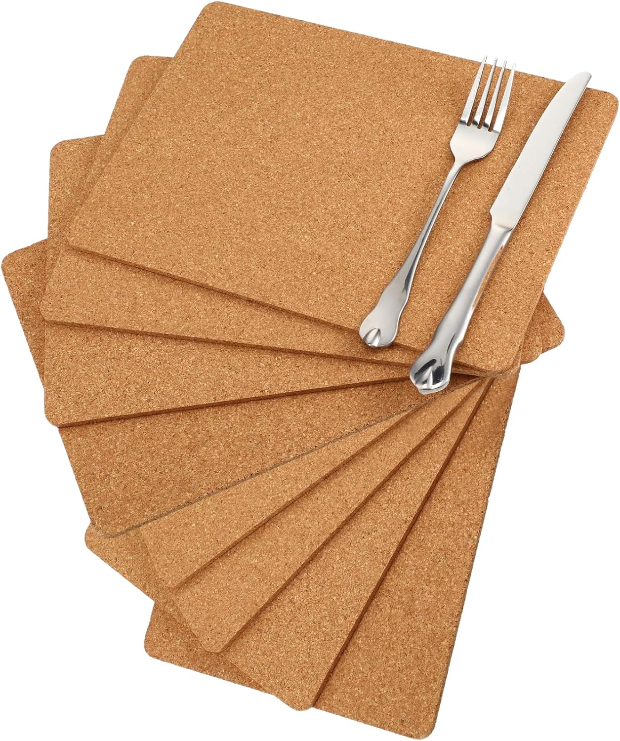 Boao 8 Pack Rectangle Cork Trivets for Hot Dishes 11'' x 8'' x 0.2'' Cork Plant Coasters Placemat Hot Pad Sheet Heat Resistant for Kitchen Countertops Table Pots Pans Restaurant Cafe Wedding Supplies