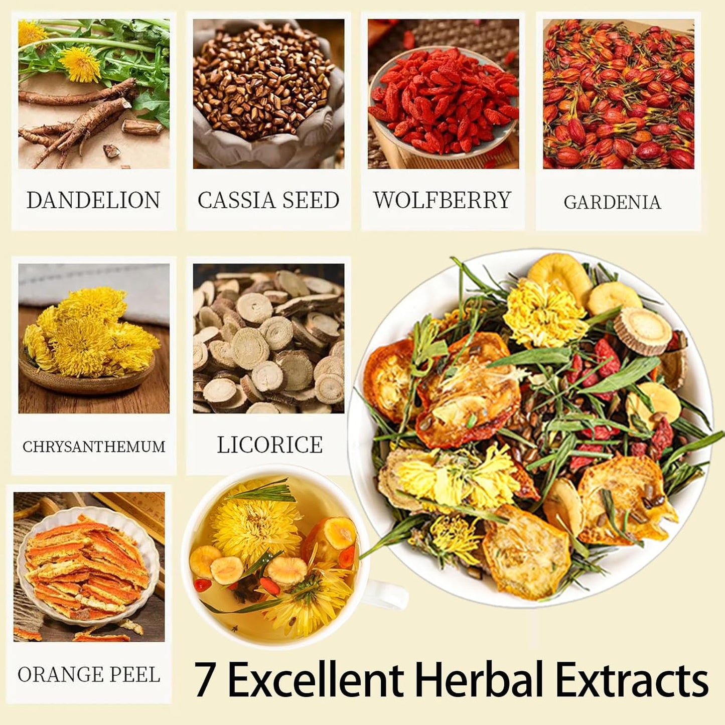 Dandelion Wolfberry Tea - Kidneys & Liver Health Tea, Seven Herbal Ingredients Natural Blend, Dandelion Chinese Wolfberry Tea Bags Organic 120g/12PC (1Bag(12Pcs))