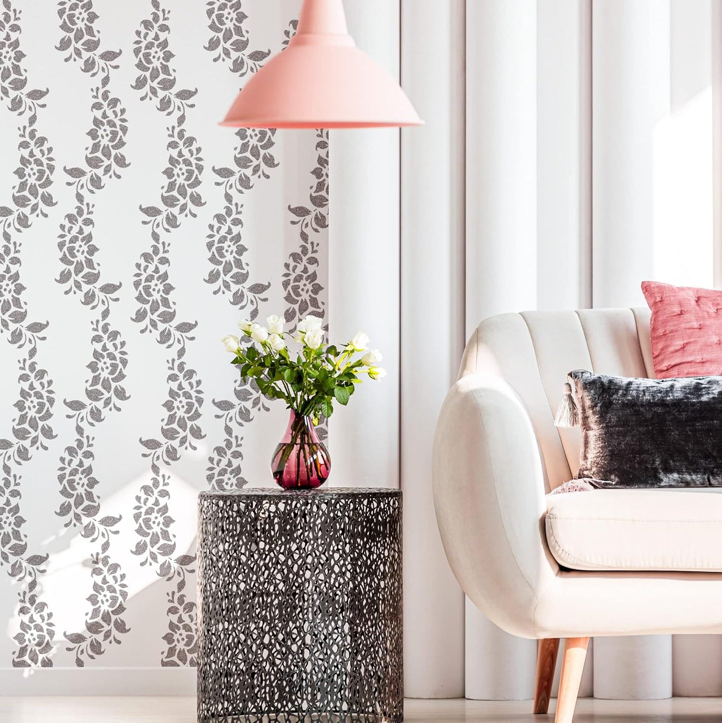 NAKLEO DIY Reusable Plastic Stencil - 15x21cm / 5.8” x 8.3” - Flowers Frame Floral - Art Craft Wall Painting Pattern Template Scrapbooking Decoupage - Fabric Furniture Wood