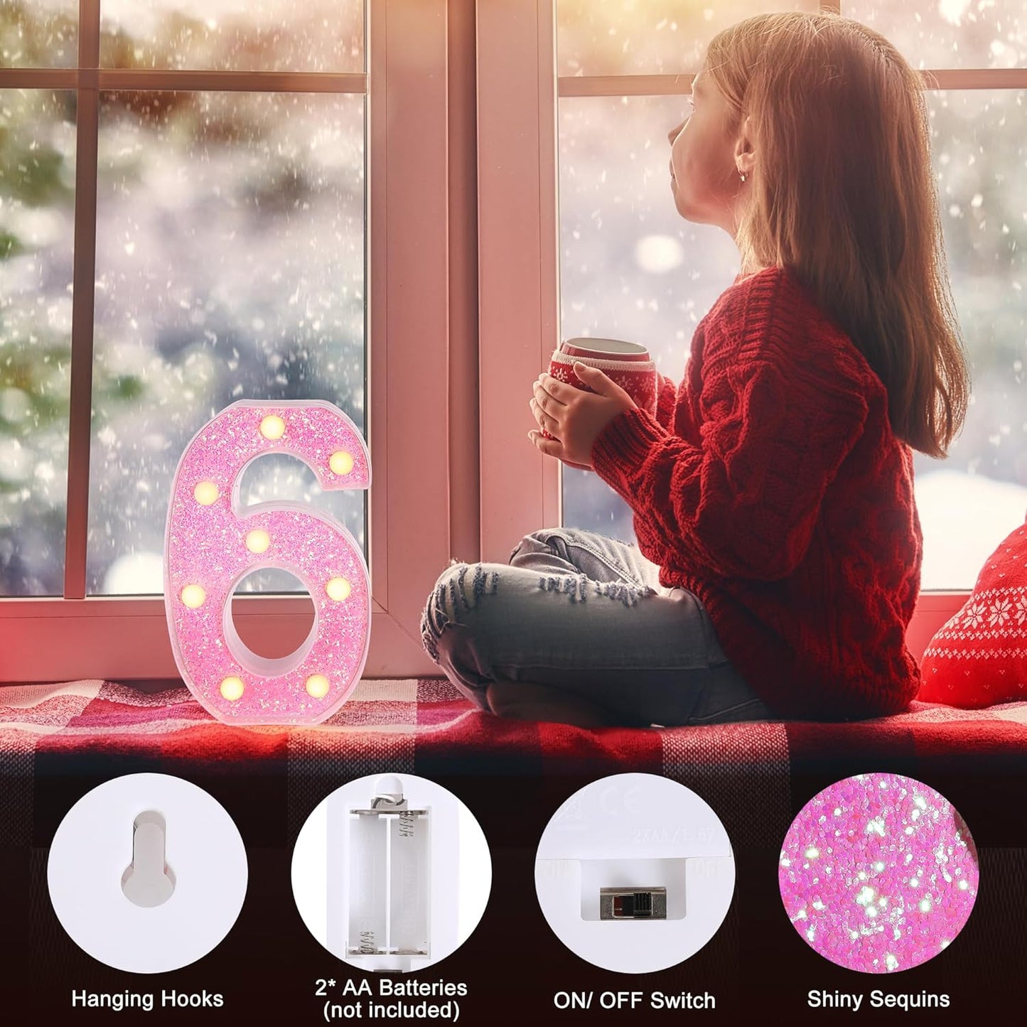 Foaky Pink Light up Letters，Pink Party Decorations,Girls Room Decor,Glitter Marquee Numbers,Alphabet Letter Sign for Night Light Birthday Party Girls Gifts, Home Bar Decoration (0)