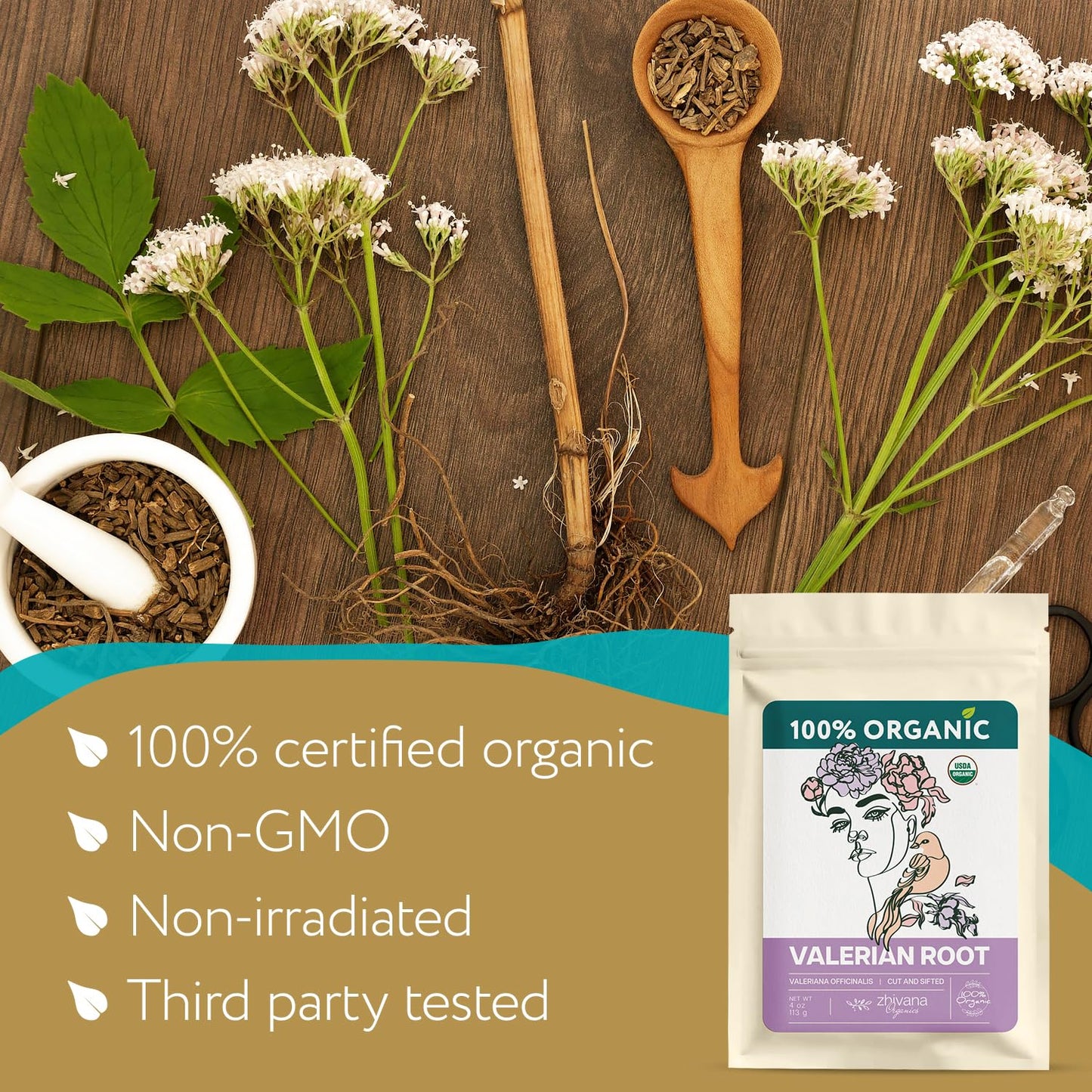 Super Value Pack 5 LB - Organic Valerian Root Tea - Valarian Tea - Stress Release, Nervous System Support - Sleep Better & Longer