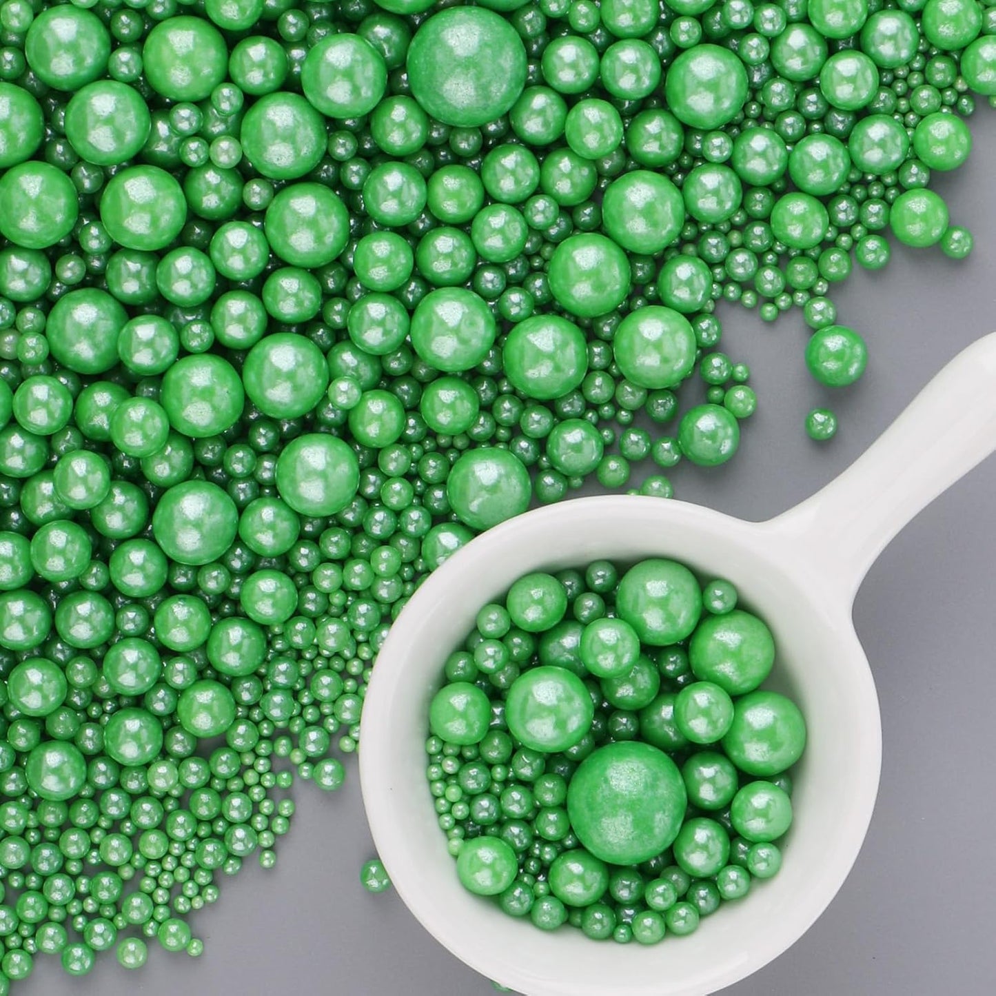 Green Sprinkles for Cake Decorating, 6 Sizes Mix Edible Pearl Sugar for Cupcake Cookie Ice Cream Topping, Wedding Parties Christmas Supplies 4.6 oz