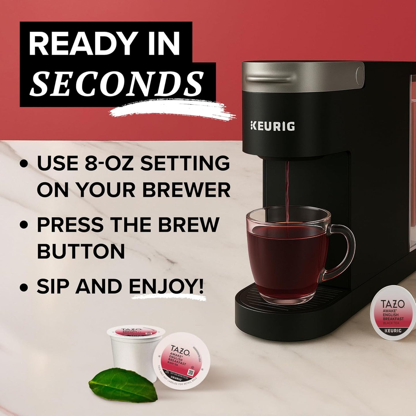 TAZO Awake English Breakfast Tea K-Cups, Bold Traditional Breakfast-Style Black Tea for Health and Wellness, 22 Pods