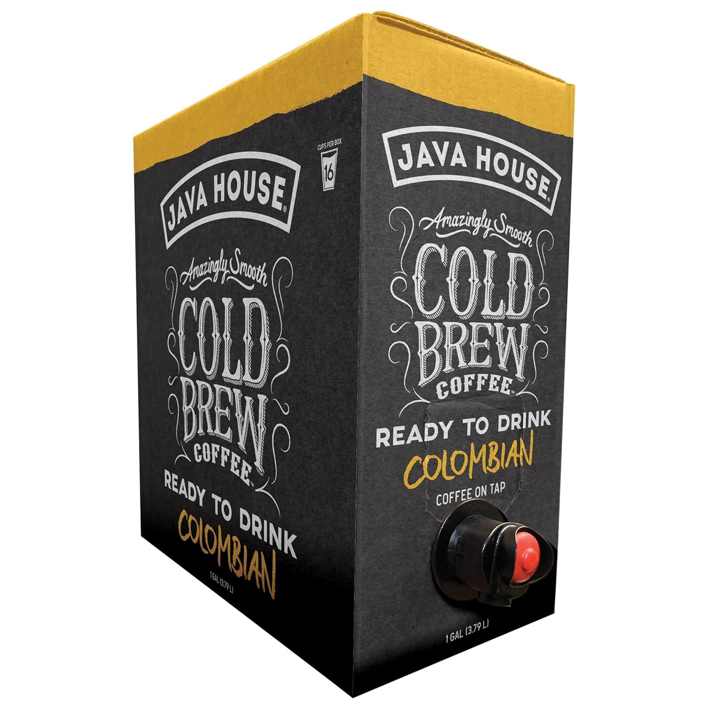 Java House Cold Brew Coffee on Tap (Pack of 2) – Premium 100% Arabica Medium Roast – Smooth Colombian Flavor with Chocolate & Caramel Notes – 1 Gallon Box (16 Servings) – Ready to Drink, No Brewing Required, Fridge-Friendly