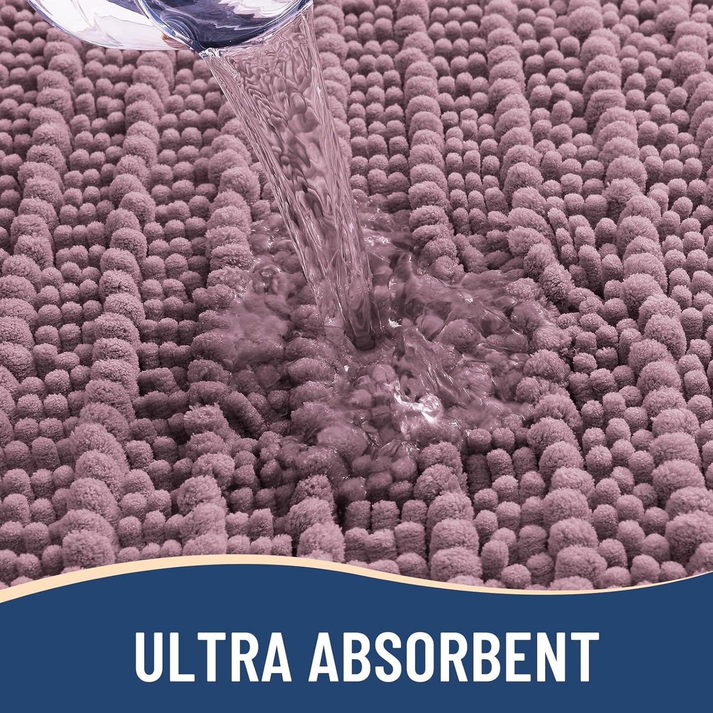 Arotive Luxury Chenille Bathroom Rug Mat, Extra Soft Thick Absorbent Shaggy Bath Rugs, Non-Slip Machine Wash Dry, Plush Bath Mats for Bathroom, Shower and Tub, 30x20, Deep Plum