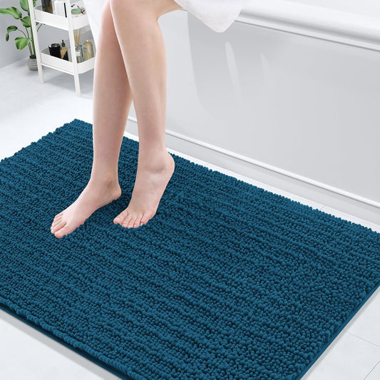 Arotive Luxury Chenille Bathroom Rug Mat, Extra Soft Thick Absorbent Shaggy Bath Rugs, Non-Slip Machine Wash Dry, Plush Bath Mats for Bathroom, Shower and Tub, 50x30, Peacock Blue