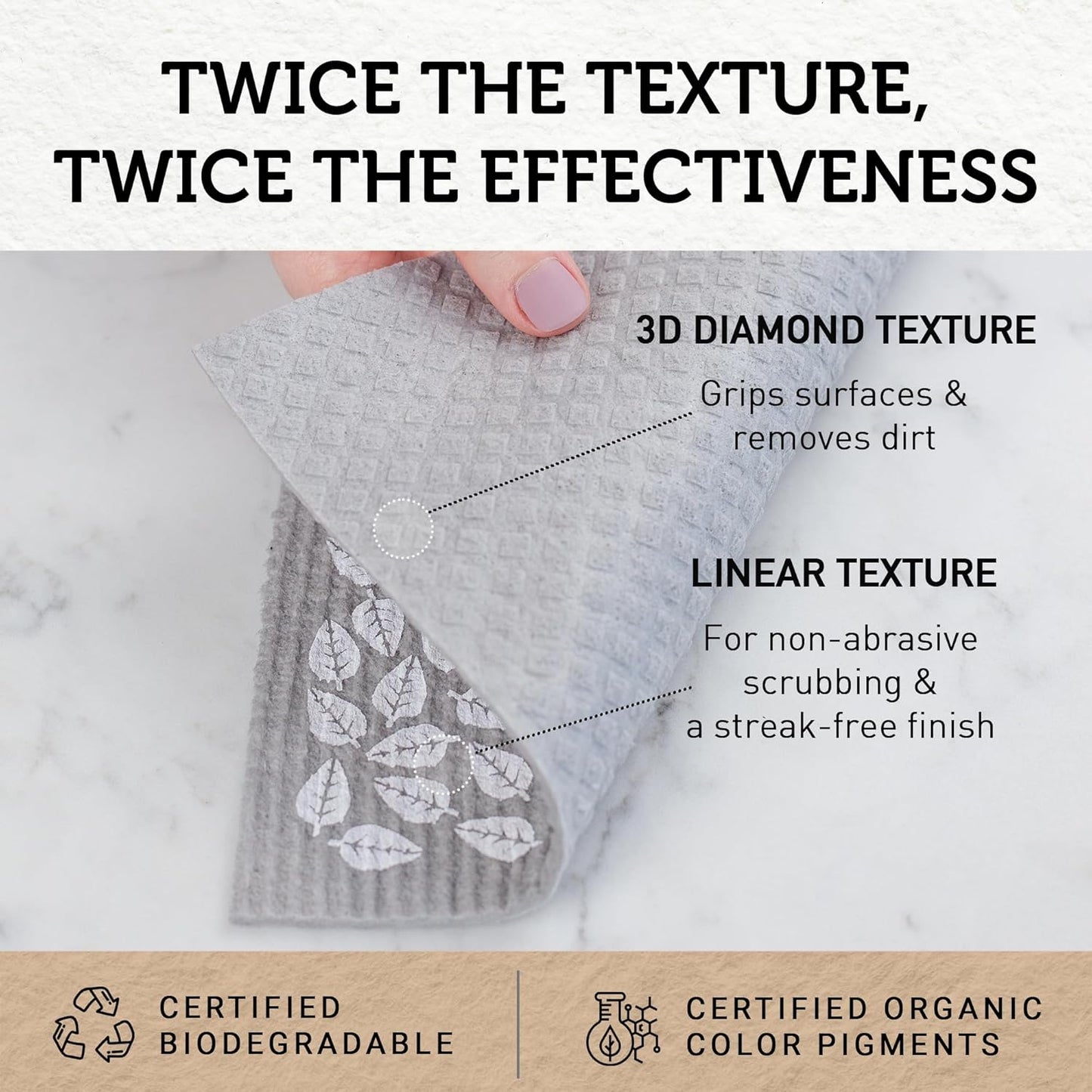 Nordhus Design Swedish Dishcloths, 5 Cloths, Made in Sweden - Reusable, Washable Cellulose Cotton Kitchen Cloths - Replace Paper Towels, Wipes, Sponges, Dish Rags