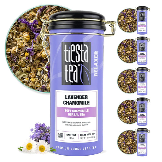 Tiesta Tea - Lavender Chamomile | Loose Leaf | Soft Chamomile Herbal Tea | Premium Non-Caffeinated Blend | Make Hot or Iced & Brews Up to 50 Cups | 12 Ounce Refillable Tin, Pack of 6