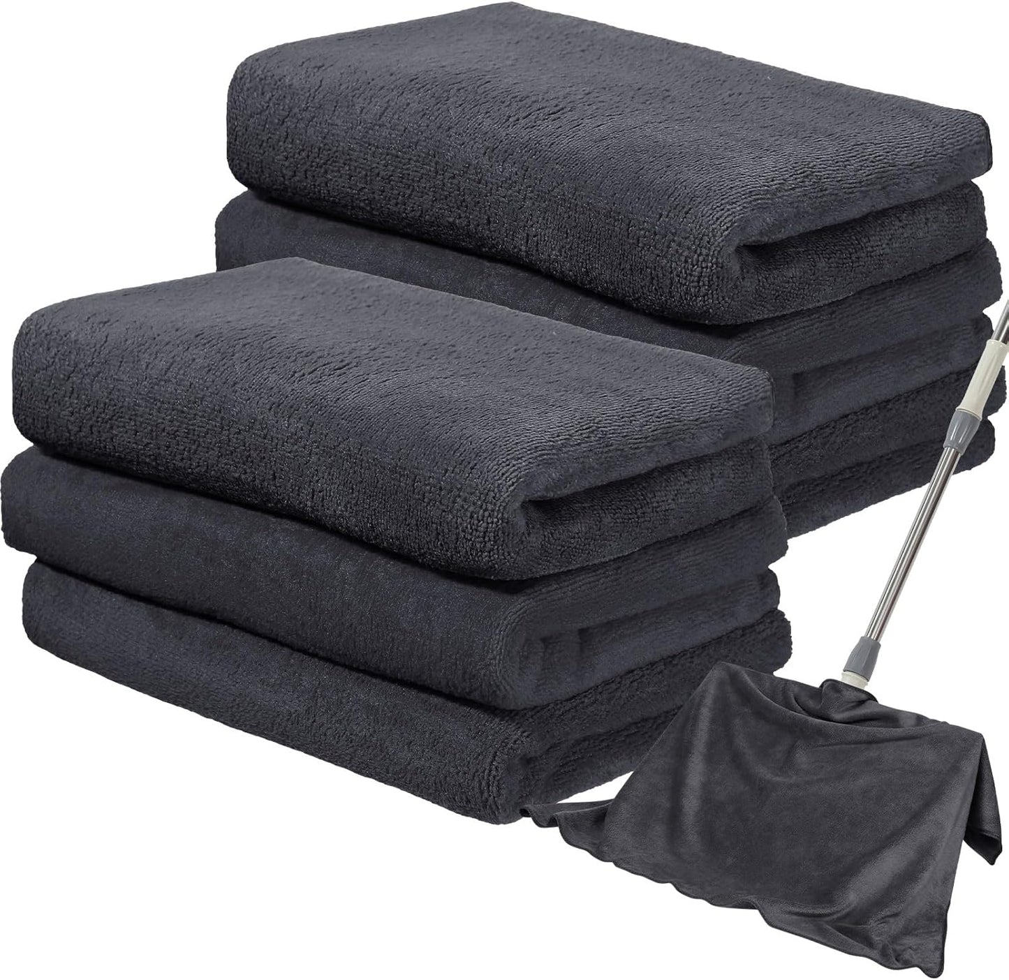 Newwiee 6 Pcs Extra Large Microfiber Cleaning Cloth 30" x 20" Washable Reusable Microfiber Towel Streak Free Lint Free Cloth for Cleaning Home Glass Office Window Bathrooms (Gray)