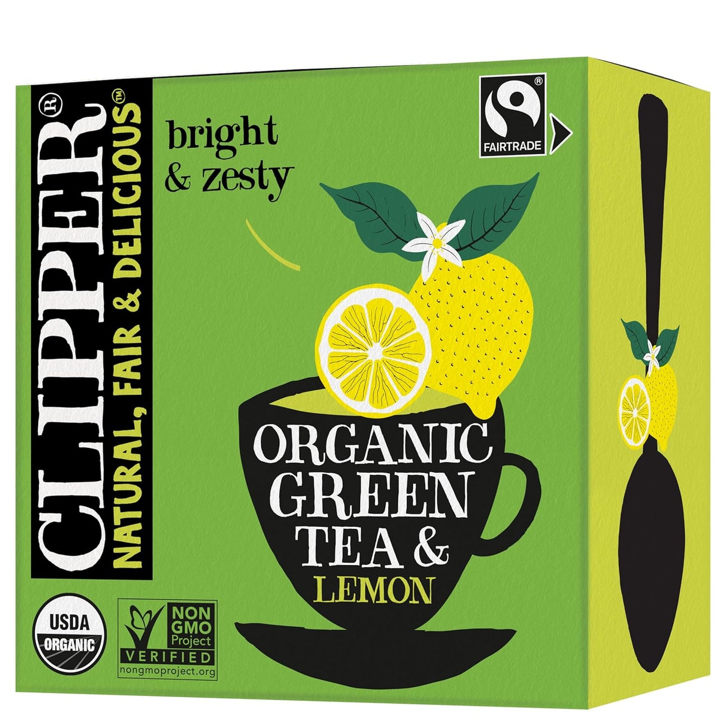 Clipper Tea Green Tea & Lemon Teabags – USDA Organic, Great Hot or Iced – Bright, Zippy, Natural, Fair & Delicious – 50 Tea Bags