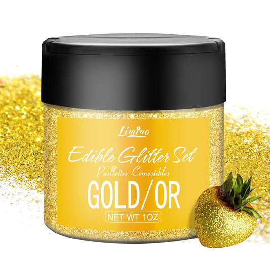 Edible Glitter - 30g Edible Luster Dust Metallic Food Grade Coloring Glitter for Drinks, Baking, Cake Decorating - Edible Dust Powder Shimmer Sprinkle Powder for Icing, Wine, Chocolate, Candy (Gold)
