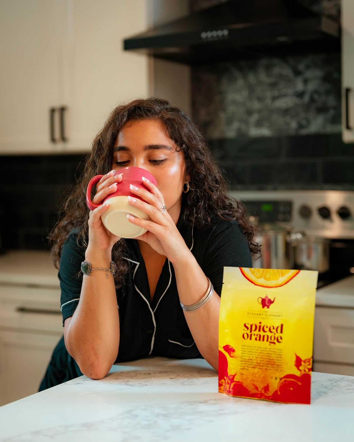 Spiced Orange Tea, Loose Leaf Herbal Tea – Sweet, Spicy, Caffeine-Free – Orange, Apple & Cinnamon Spice – Drink Hot or Iced – 4 oz Resealable Bag (Makes 50 Cups) – The Elegant Elephant