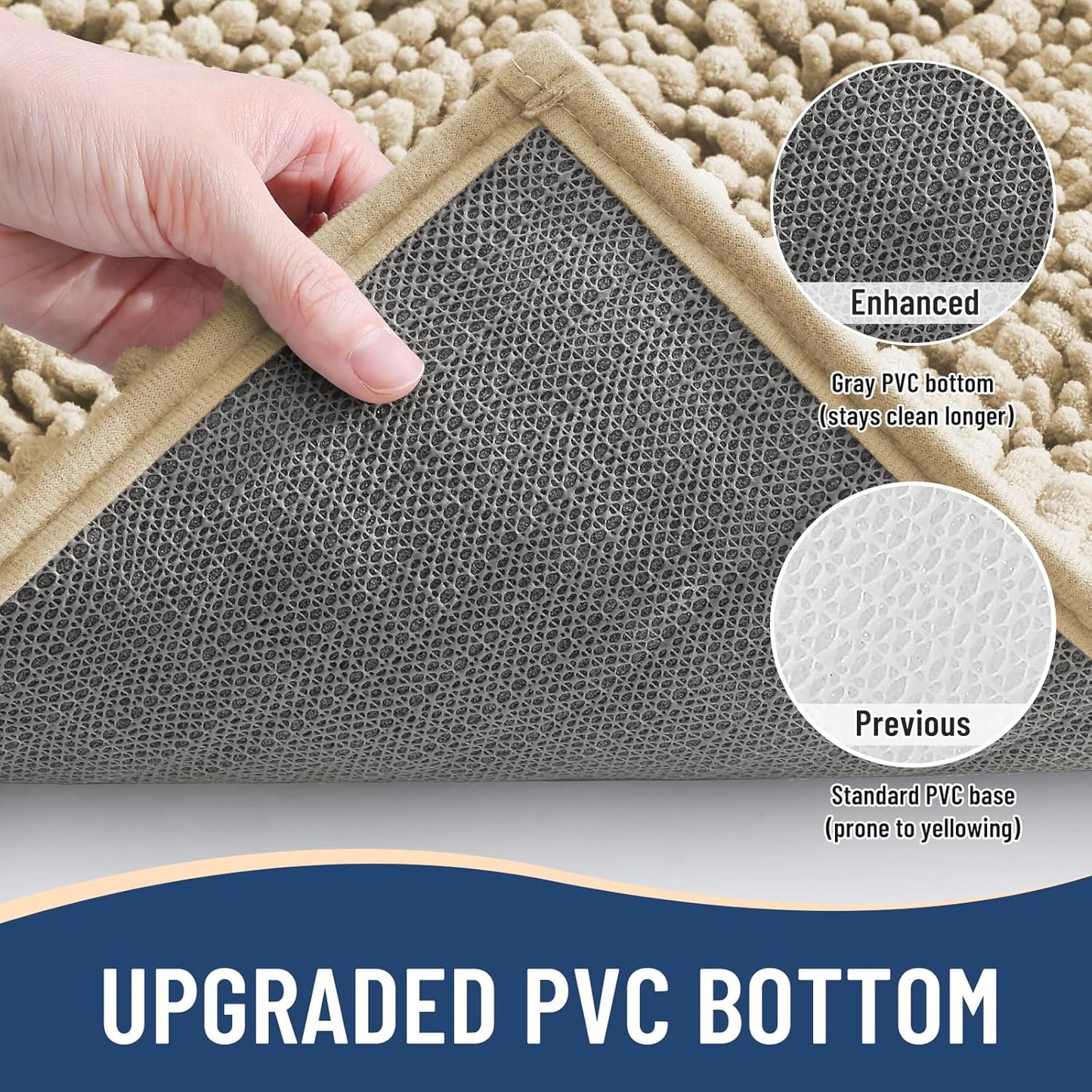 Arotive Luxury Chenille Bathroom Rug Mat, Extra Soft Thick Absorbent Shaggy Bath Rugs, Non-Slip Machine Wash Dry, Plush Bath Mats for Bathroom, Shower and Tub, 30x20, Beige