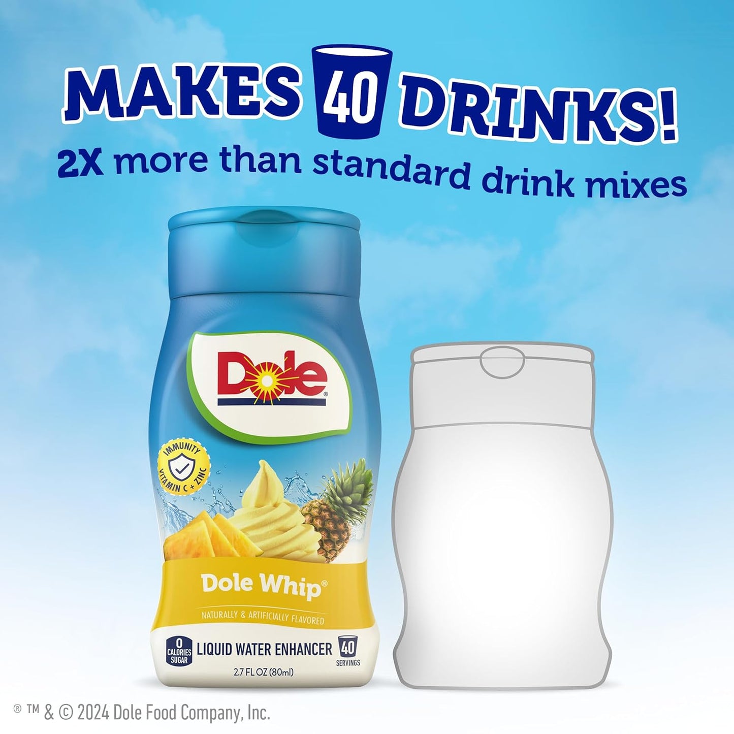 Dole Pineapple Whip Liquid Water Enhancer - Sugar Free & Delicious, Makes 160 Flavored Water Beverages - Pack of 4