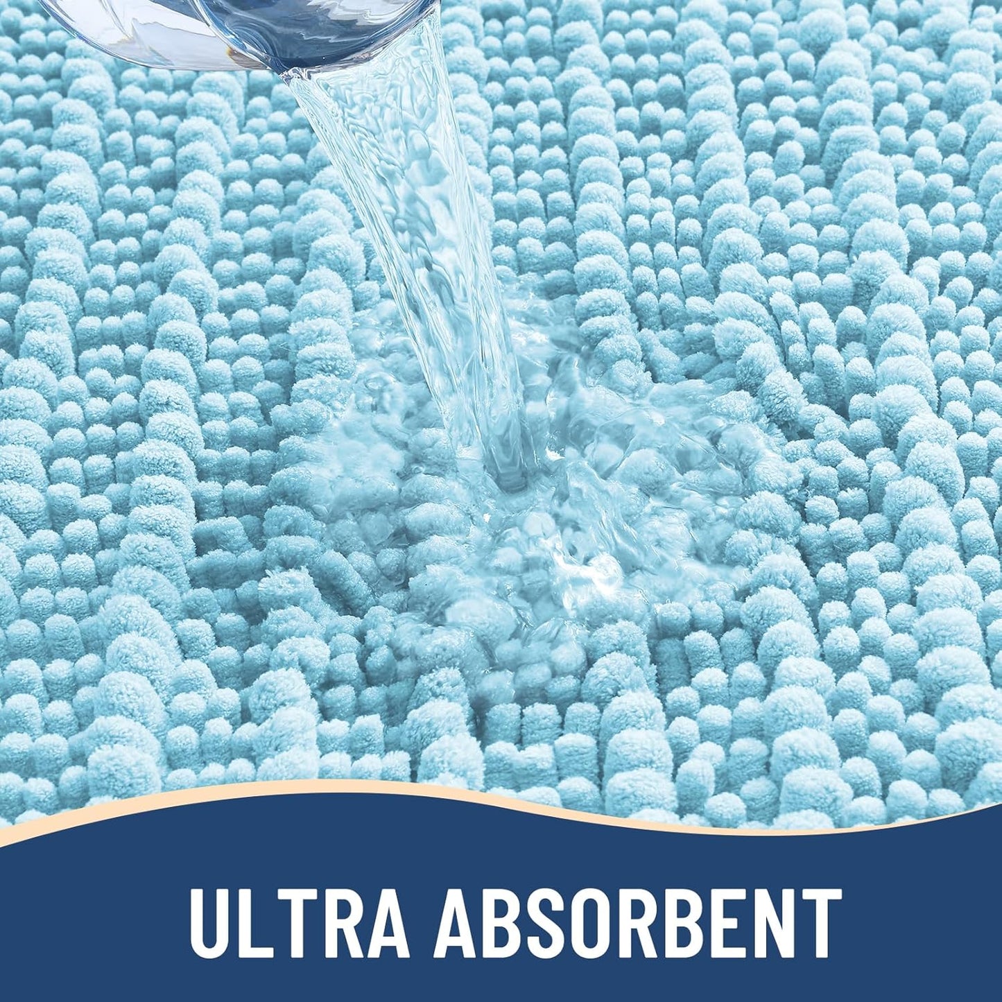 Arotive Luxury Chenille Bathroom Rug Mat, Extra Soft Thick Absorbent Shaggy Bath Rugs, Non-Slip Machine Wash Dry, Plush Bath Mats for Bathroom, Shower and Tub, 30x20, Blue