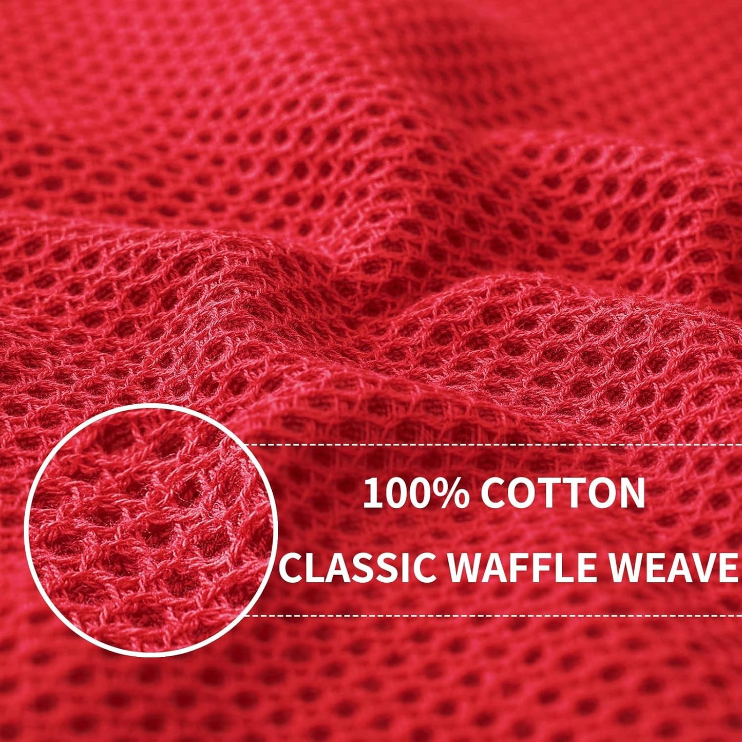 Homaxy 100% Cotton Waffle Weave Kitchen Dish Towels, Ultra Soft Absorbent Quick Drying Cleaning Towel, 13 x 28 Inches, 6-Pack, Red