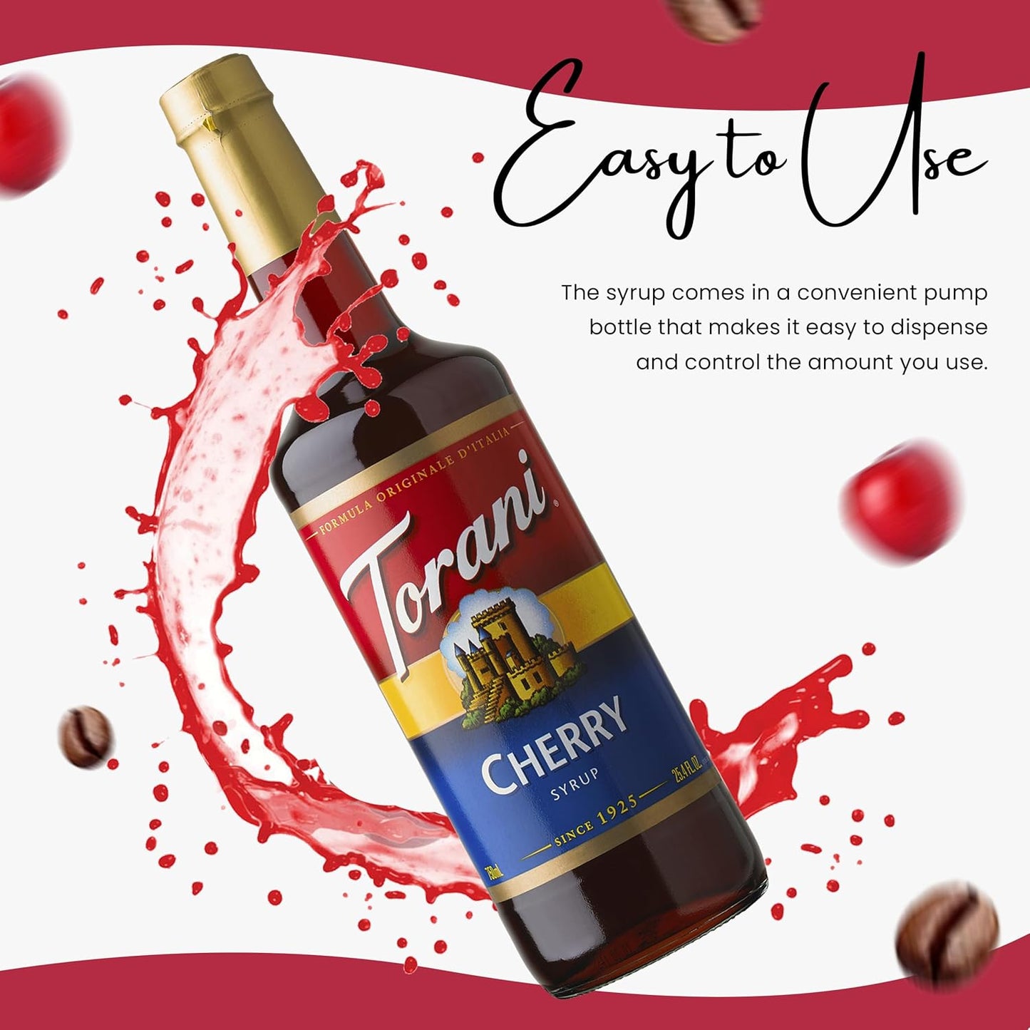 Jimoco Barista Bundle – Jimoco® Syrup Pump + Torani® Cherry Syrup, 25.4 oz