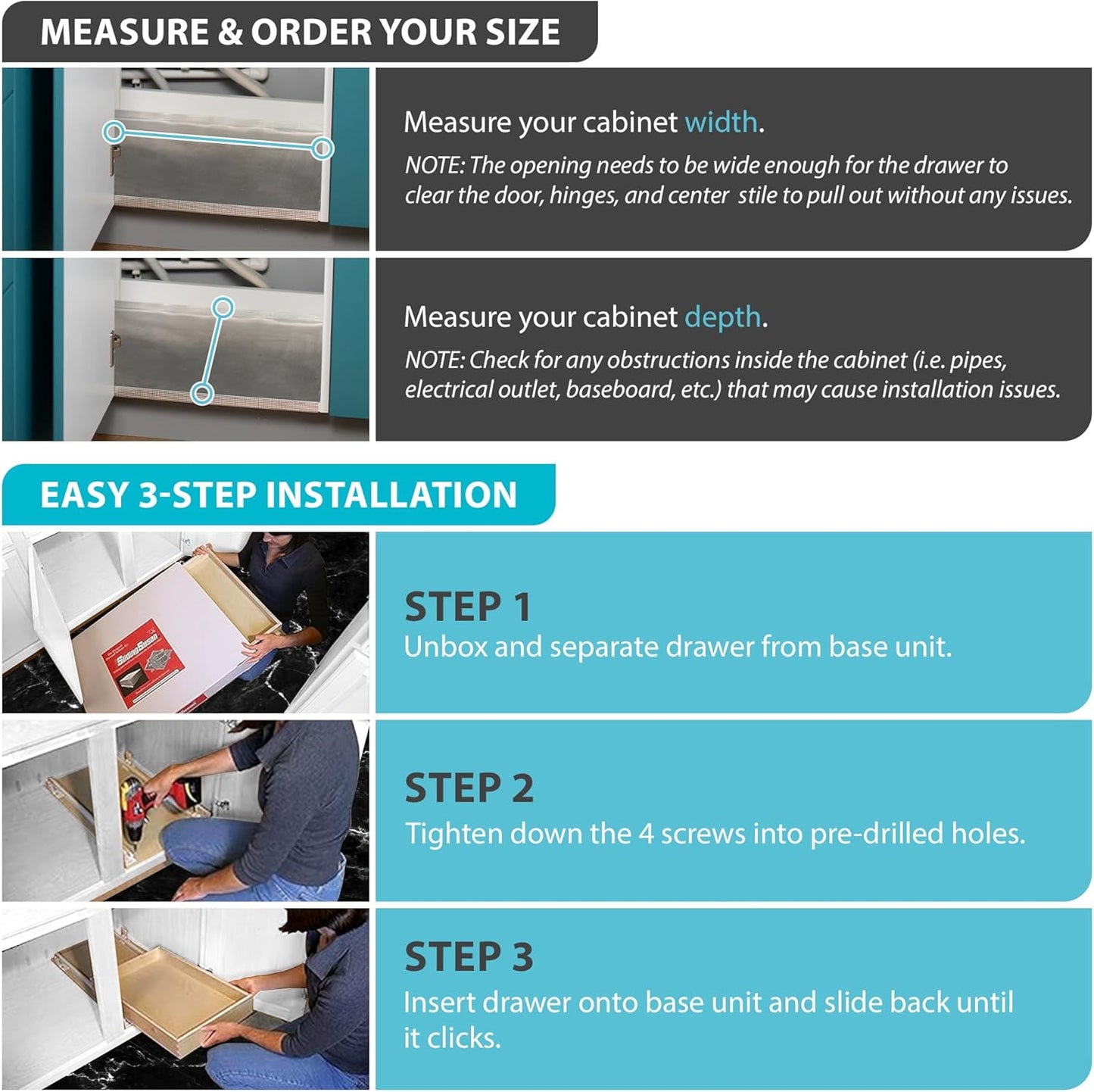 SlidingSusan Pull Out Drawer Organizer for Cabinets, Gliding Soft Close Shelves for Kitchen, Pantry, Bathroom, & Storage Organization, 9 Ply Baltic Birch, 18 Inch Wide x 21 Inch Deep