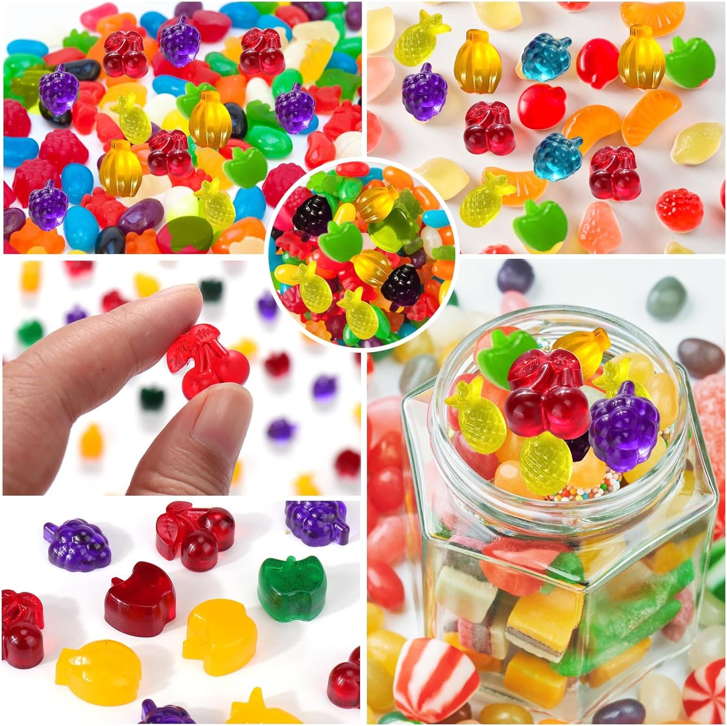 Mity rain 5pcs Fruit Snack Molds Silicone Bpa Free, Gummy Candy Molds Chocolate Molds With 5pcs Dropper For Kids, Including Mini Pineapple, Banana, Cherry, Apple, Grape Shape