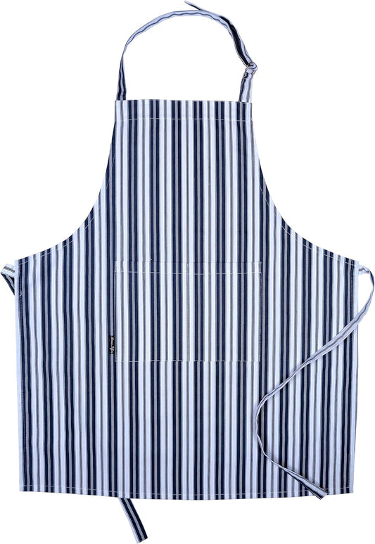 AMOUR INFINI Cotton Aprons for Women with Pockets Adjustable Strap and Waist Ties Reusable Printed Aprons for Baking, Cooking, Gardening (27.5 x 33 Inches - Blue)