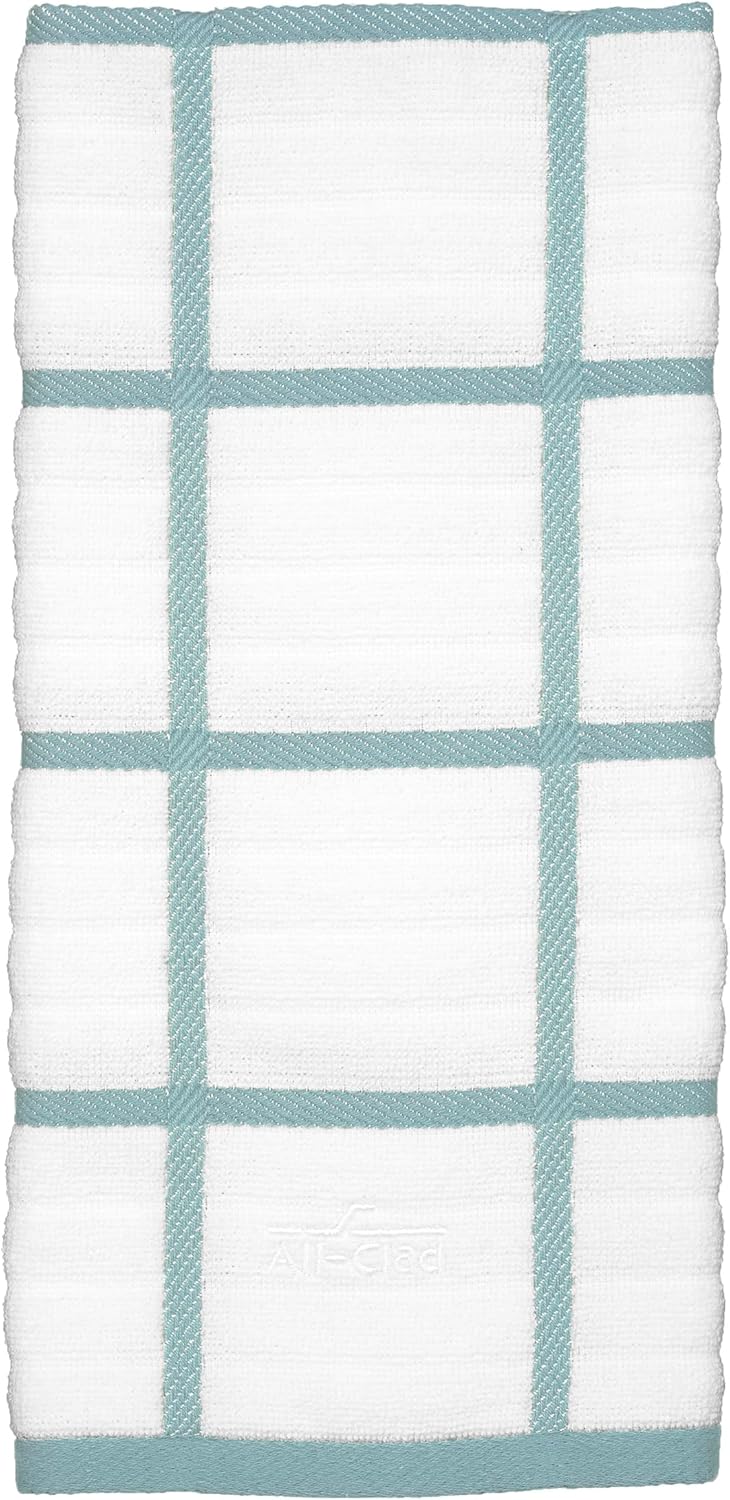 All-Clad Checked Kitchen Towel: Highly Absorbent, Super Soft Long Lasting - 100% Cotton, 17"x30" Tea Towel for Cleaning & Drying Dishes, Pans, Glassware, or Countertops, (1-Pack), Rainfall