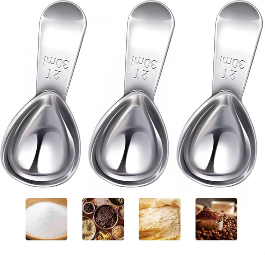 3 Piece 30g Coffee Scoop, Stainless Steel with Graduated Spoon for Coffee Beans, Sugar, Flavourings, etc