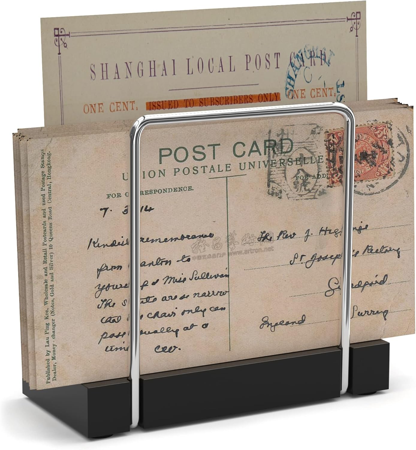 Mail Holder Bamboo Iron Mail Organizer Countertop Napkin Holder for Table Standing Napkin Dispenser for Kitchen Dining Table Farmhouse Cocktail Picnic Rustic File Holder for Desk Silvery & Black