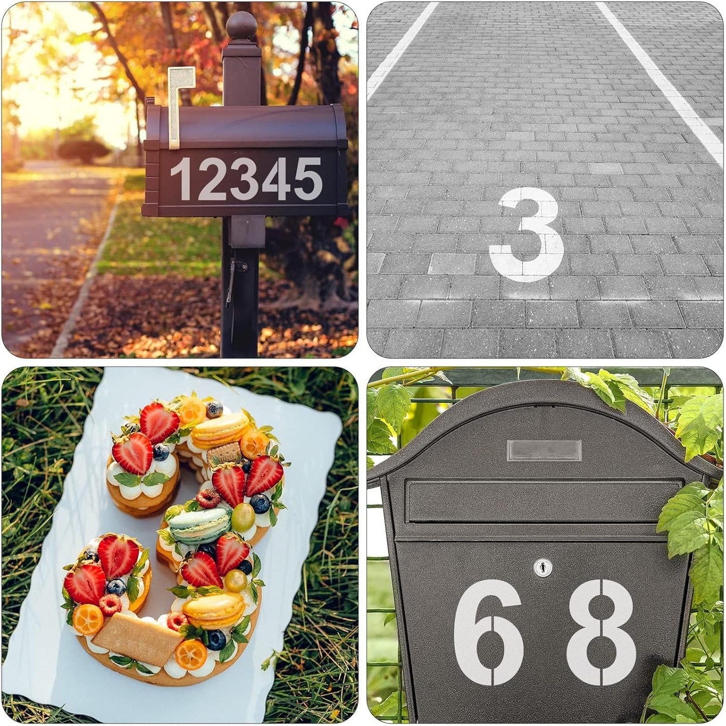 8 Inch Plastic Number Stencils Set - Reusable Digital Templates for Cake, Address, Painting
