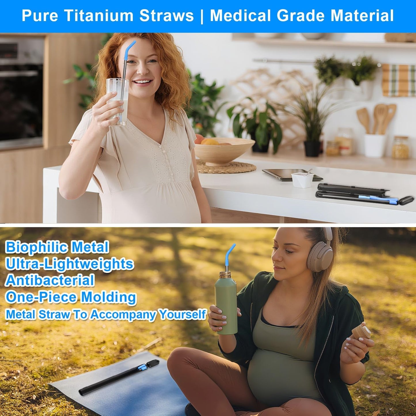 Quality Upgraded 8.5In Medical Grade Pure Titanium Straw Set 1PCS, Corrosion Resistance, No Metal Flavor, BPA Free, Eco-Friendly Metal Straws Reusable, Lightweight,Suitable For Sensitive Bodies