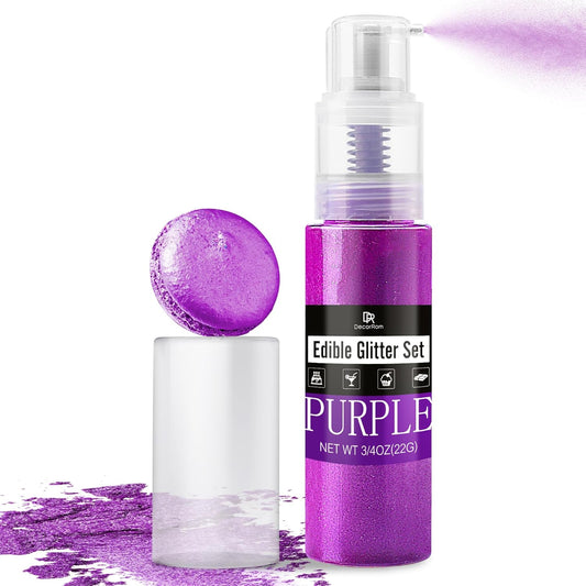 Edible Glitter Spray - 3/4oz Luster Dust Edible Food Grade Glitter Shimmer Dust Powder for Cocktails, Drinks, Cake Decorating - Metallic Food Coloring Powder for Wine, Candy, Cookie, Icing (Purple)