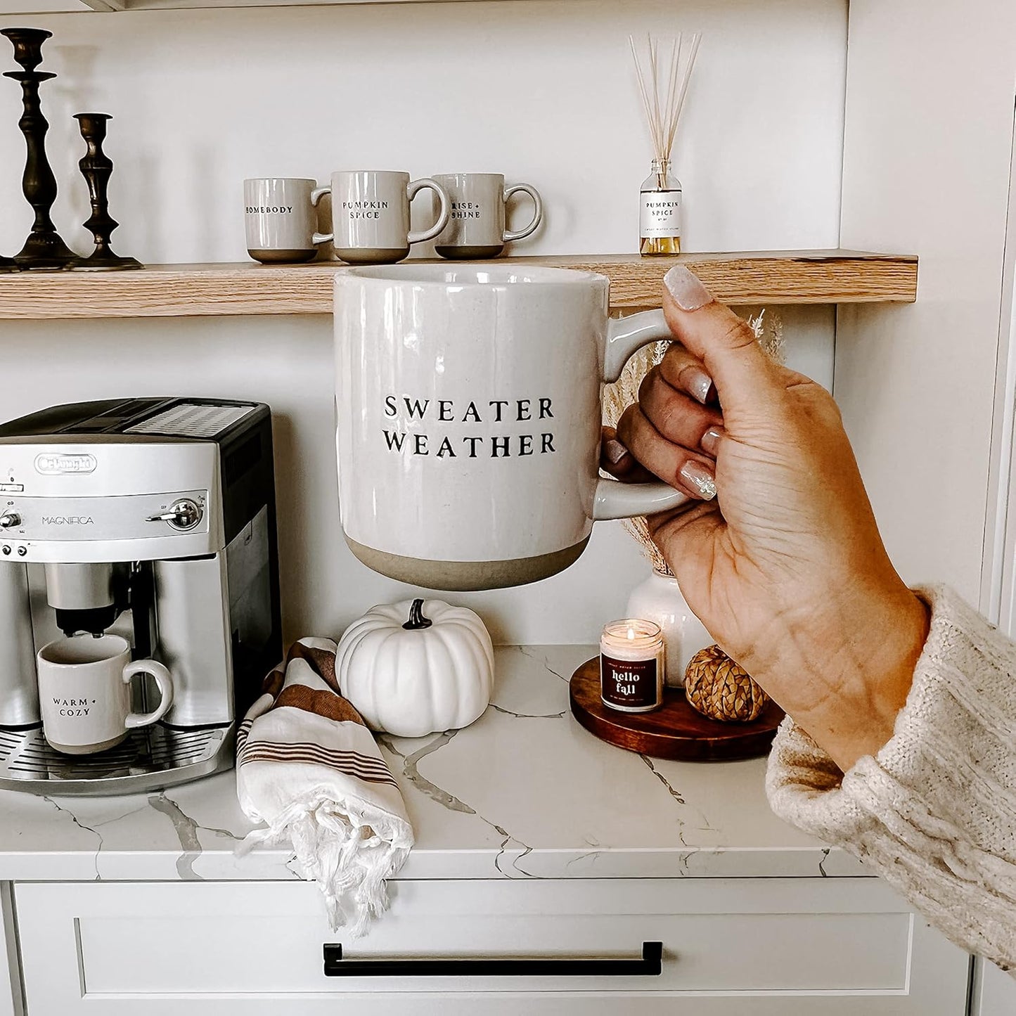 Sweet Water Decor Sweater Weather Stoneware Coffee Mug | Novelty Coffee Mugs | Microwave & Dishwasher Safe | 14oz Coffee Cup | Fall Gifts | Winter Coffee Mug