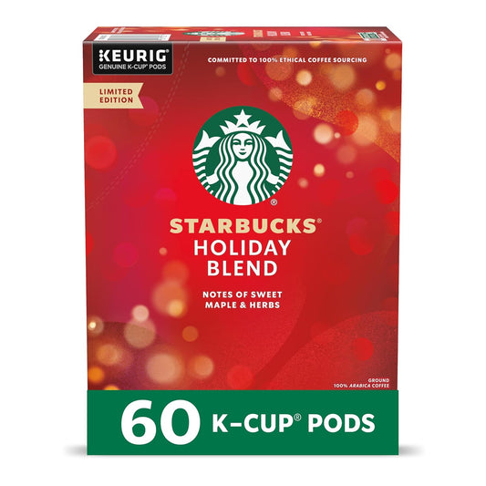 Starbucks K-Cup Coffee Pods, Medium Roast Coffee for Keurig Brewers, Holiday Blend, 100% Arabica, Limited Holiday Edition, 6 Boxes (60 Pods Total)