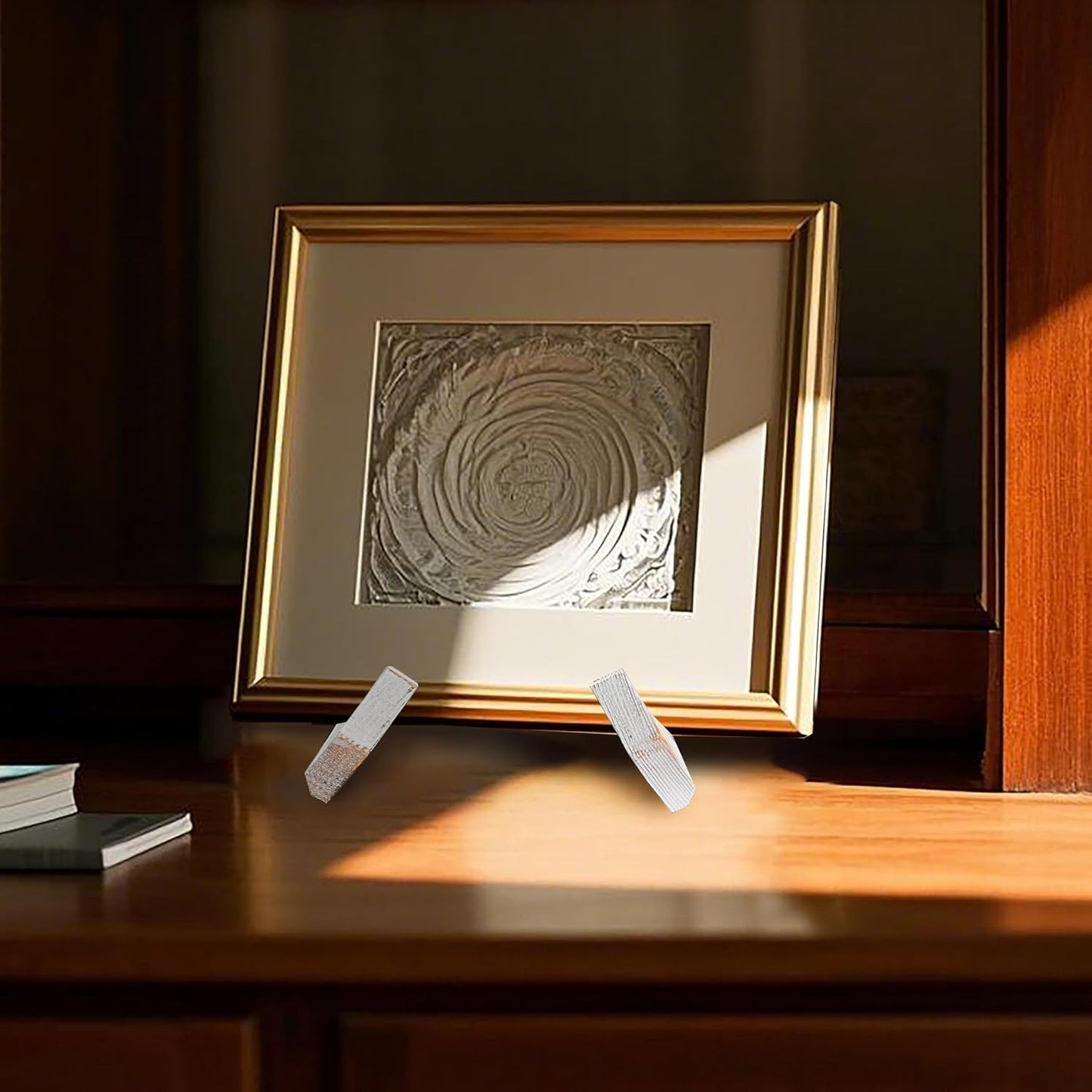 Plate Stand for Display, 6.5 Inch Picture Frame Holder Wooden, for Cook Book Decorative TableTop Art Easels Platter (Black)