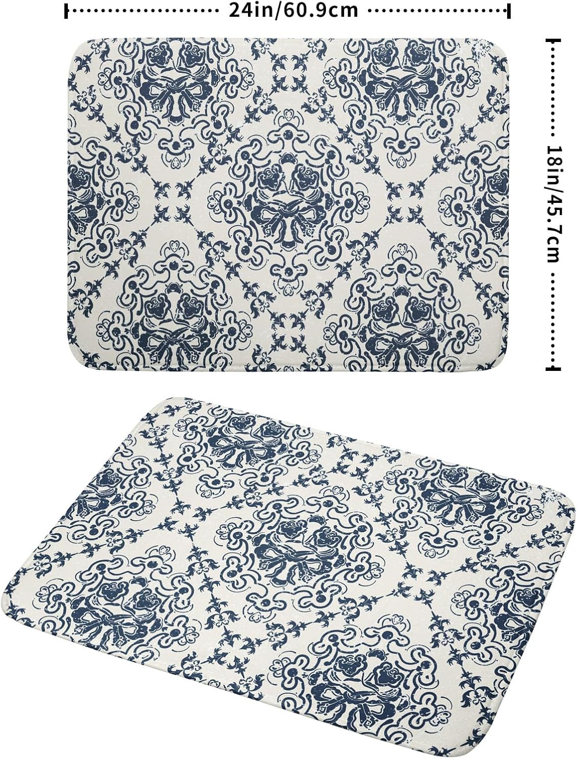 Bohemian Grey Retro Dish Drying Mat for Kitchen Counter,Boho Abstract Flower Art Drying Mat 18 x 24 Inch Microfiber Dish Drying Pad Dish Rack Pad Drainer Mat for Coffee Bar