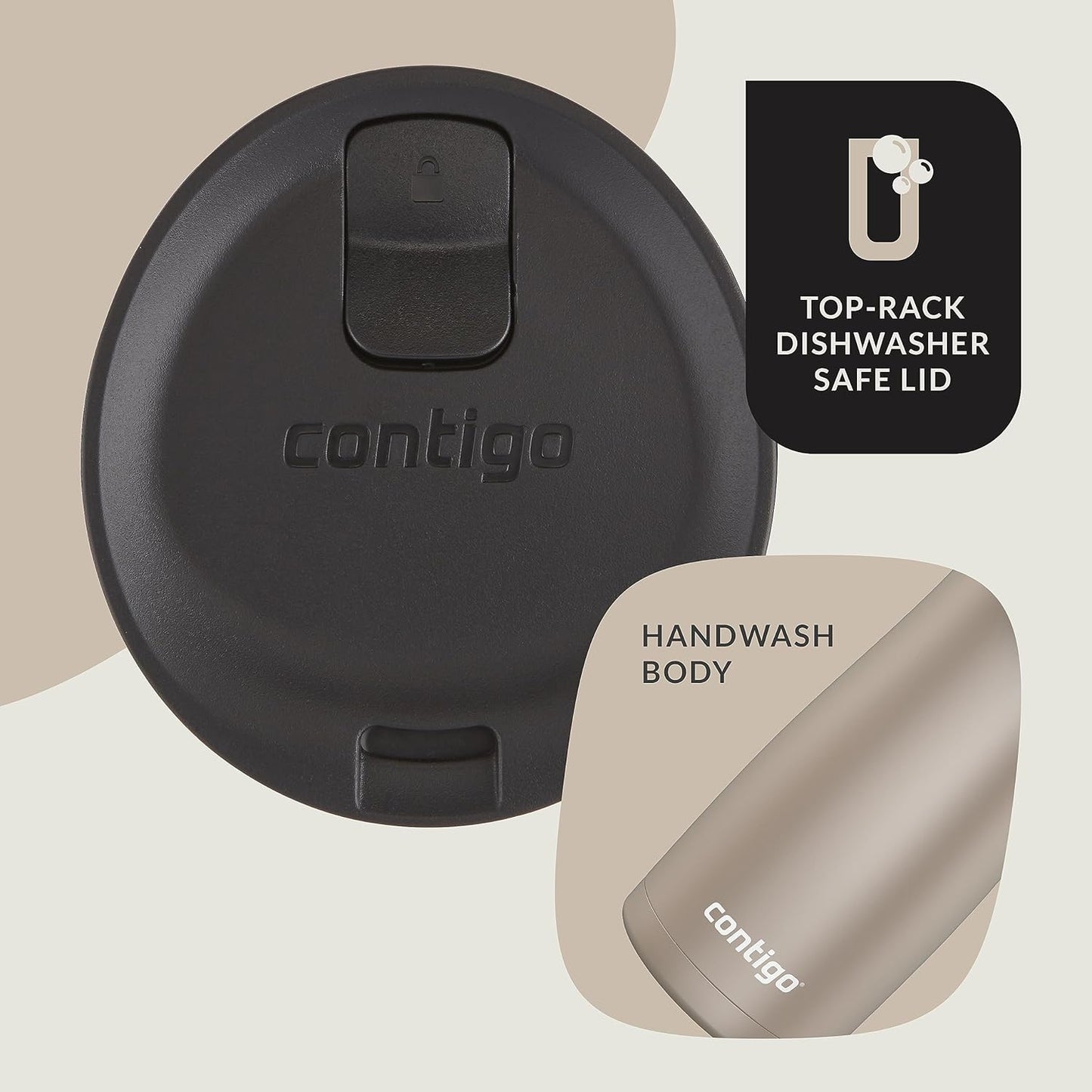 Contigo West Loop 2.0 Leak-Proof Spill-Proof Insulated Stainless Steel Travel Mug 16oz. 2 Pack Brown Sugar & Chocolate Truffle Metallic