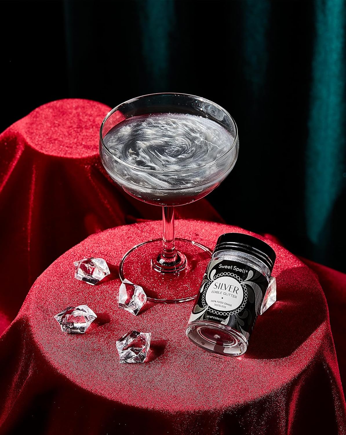 Sweet Spell Edible Glitter (15g) - Shimmer Sparkles for Drinks, Cakes, Cocktails - 100% Edible & Food Grade Glitter, Vegan, Gluten-Free (Silver)