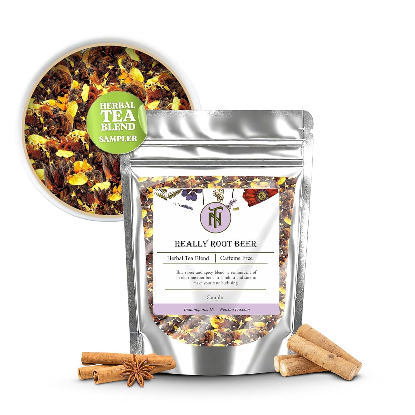 Nelson's Tea Really Root Beer - Sarsaparilla Root Herbal Loose Leaf Tea; Blend of Flavors like Sarsaparilla, Sassafras Burdock, and More! - Sample