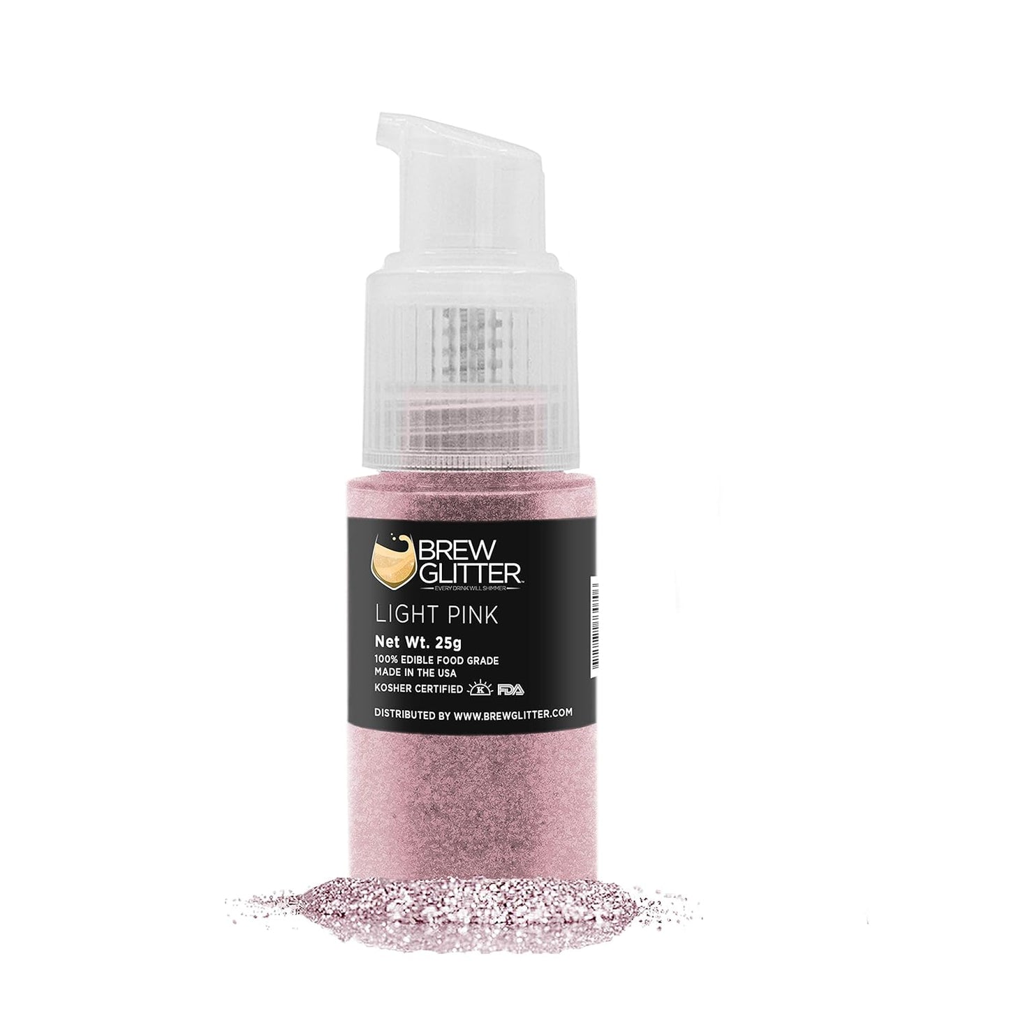 Bakell's Light Pink Brew Glitter Spray Pump (25 gram, 1x Unit) | Edible Glitter for Cocktails, Mocktails and Beverages