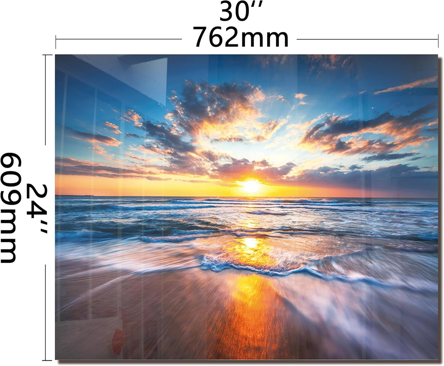 Tempered Glass Backsplash For Kitchen Behind Stove,Sea Beach Stove Backsplash Top Cover,Easy to Clean Glass Splashback, Sink Cover Splash Guard,Home Kitchen Wall Decor (30"x24"(76.2x60.96cm))