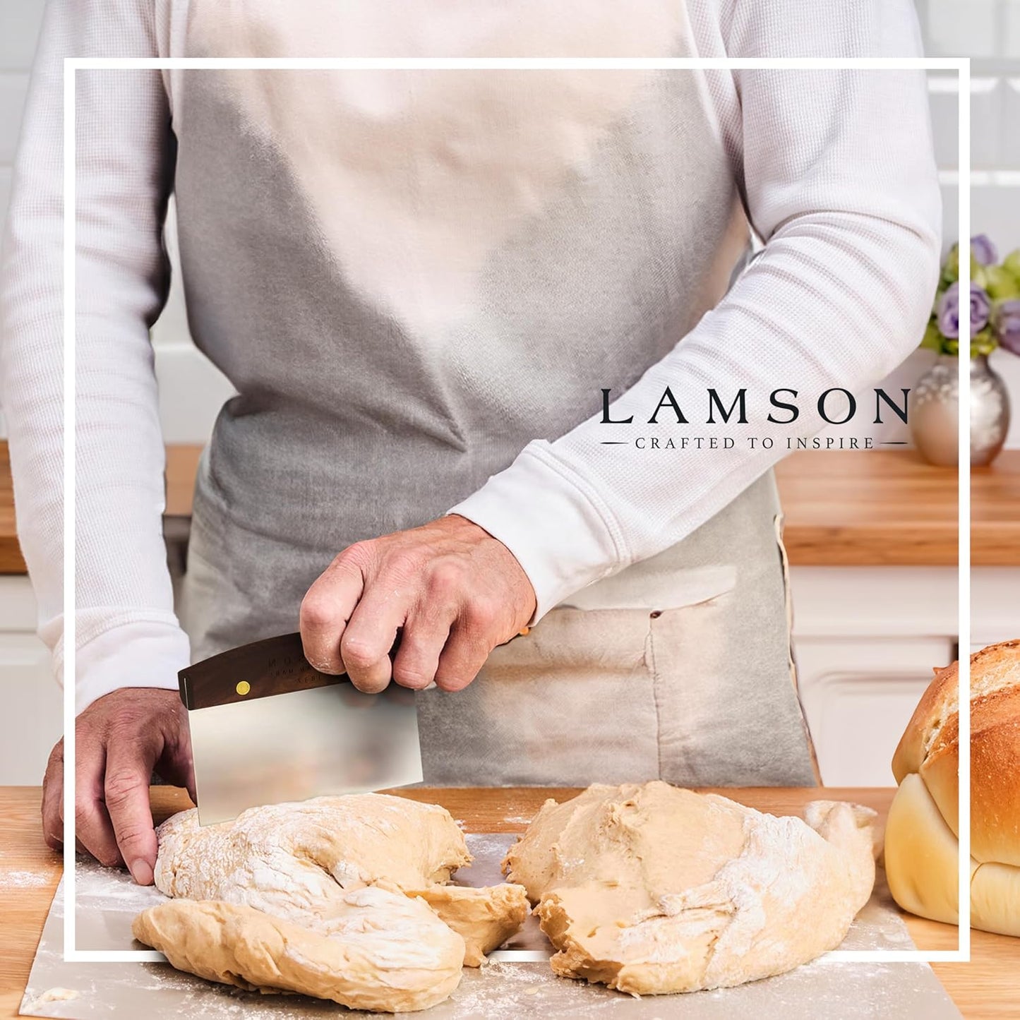 Lamson 3" x 6" and 4" x 6" Dough (Bench) Scraper with Walnut Handle