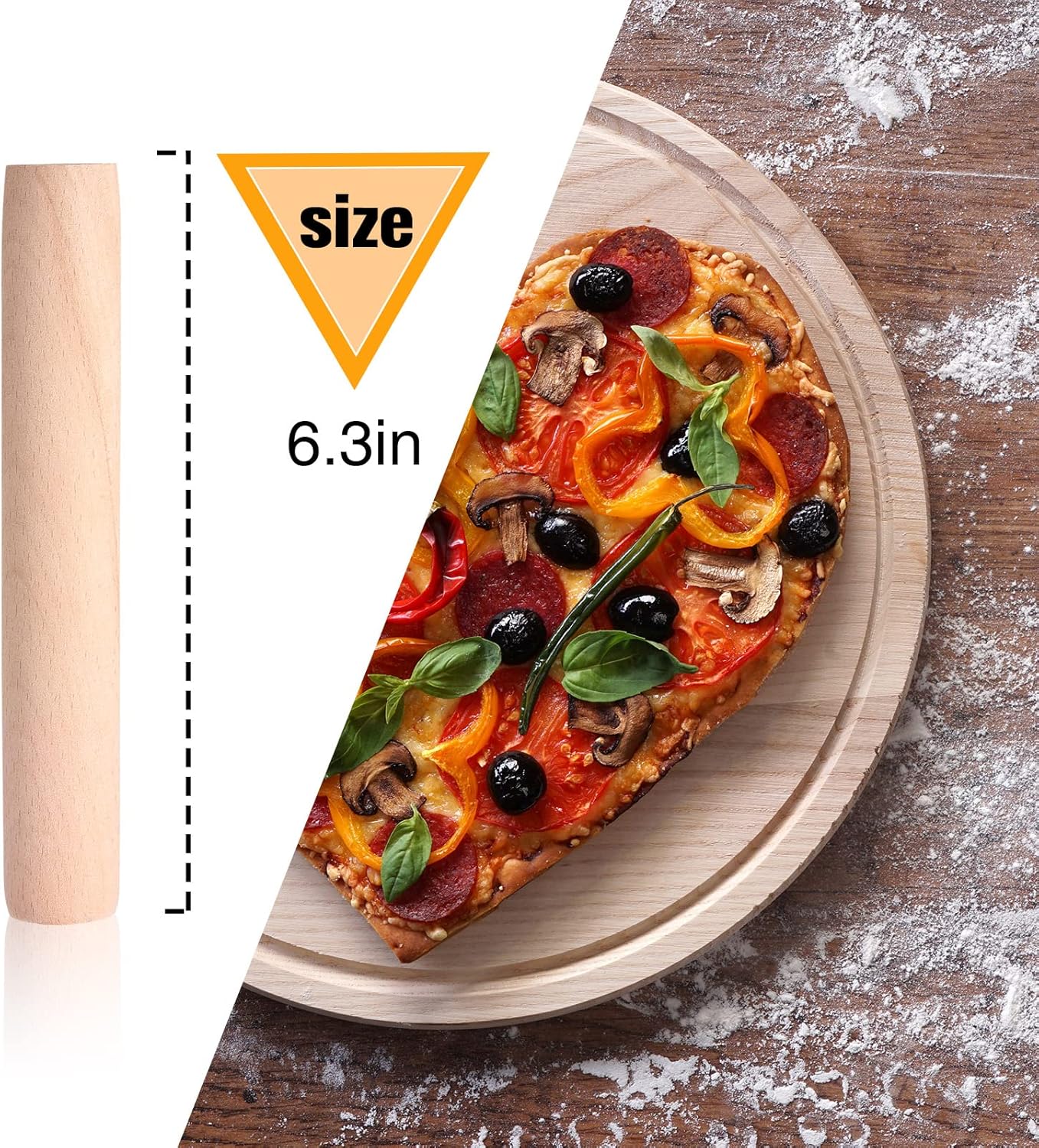 Small Wooden Rolling Pin, Dumpling Dough Roller Wooden Mini Rolling Pins Kitchen Utensil Tool for Fondant, Pasta, Bread, Pastry, Cookies, Pizza, Pie, Cylinder Style, 6.3 Inch (10 Pieces)