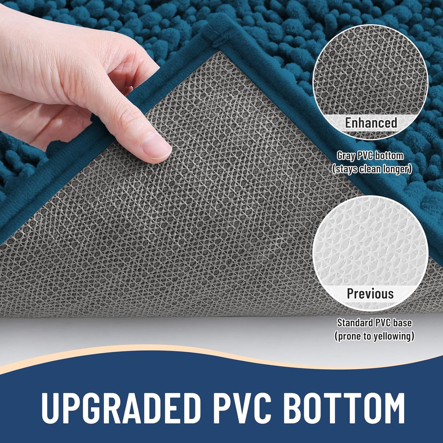 Arotive Luxury Chenille Bathroom Rug Mat, Extra Soft Thick Absorbent Shaggy Bath Rugs, Non-Slip Machine Wash Dry, Plush Bath Mats for Bathroom, Shower and Tub, 45x27, Peacock Blue