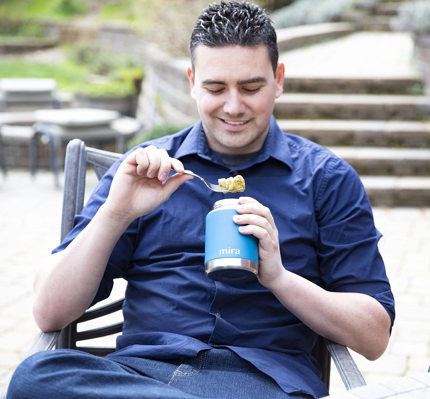 MIRA 15 oz Insulated Food Thermos for hot and cold foods - Leak-Proof Stainless Steel Container with Spoon - Black