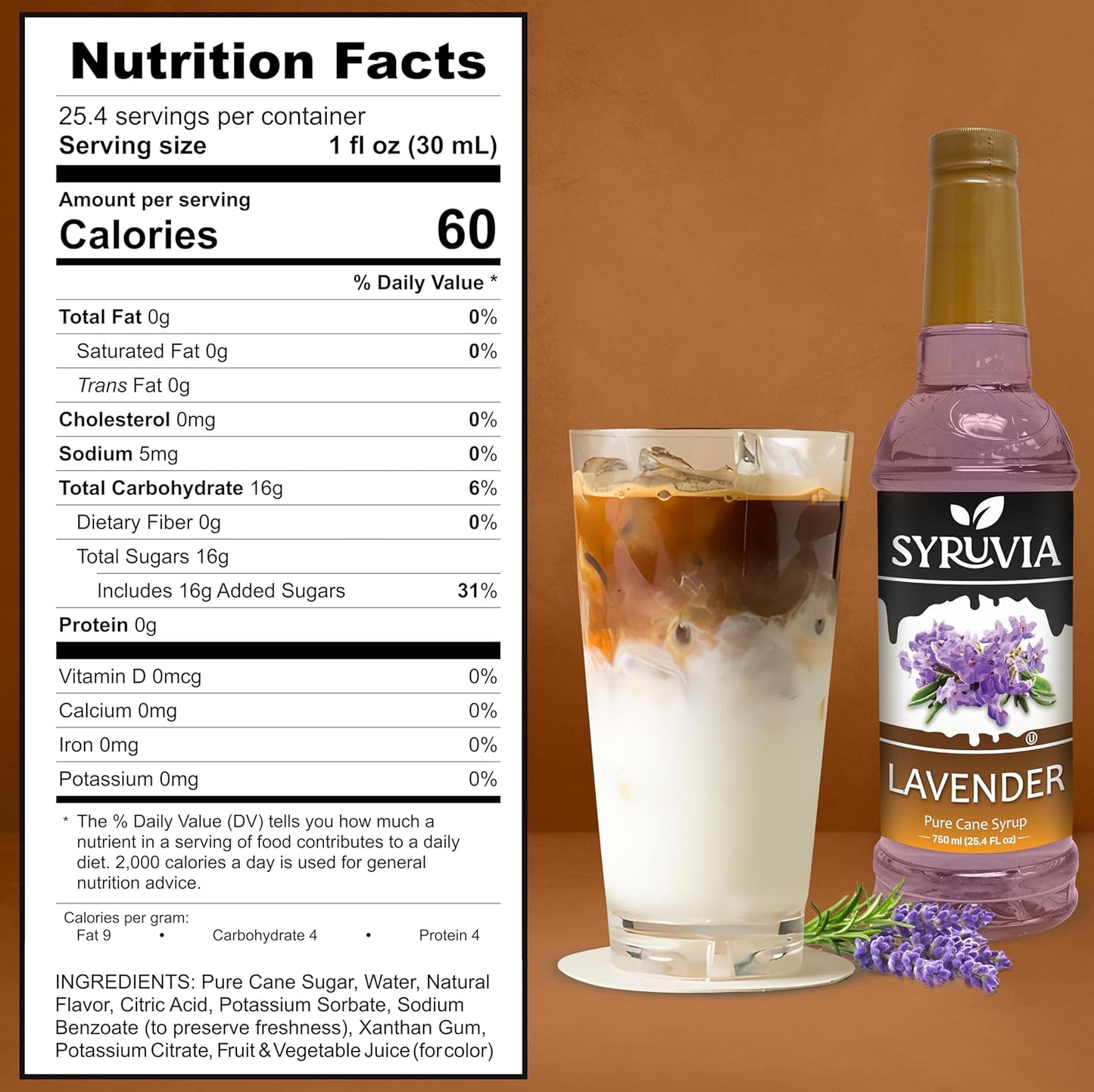 Syruvia Lavender Syrup for Coffee & Cocktails 25.4 Ounces Syrups for Coffee Drinks
