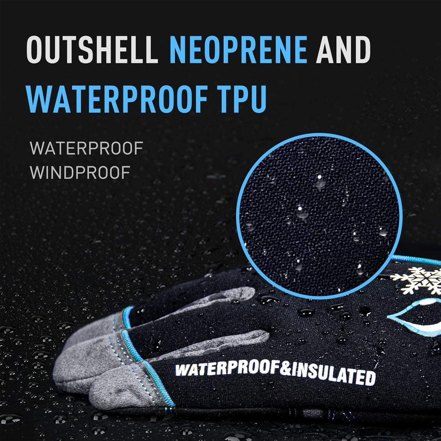 HANDLANDY Waterproof Insulated Work Gloves, 3M Thinsulate Thermal Winter Gloves for Men Women Touch Screen, Warm Ski Snowboard Cold Weather Gloves (2XL, Blue)