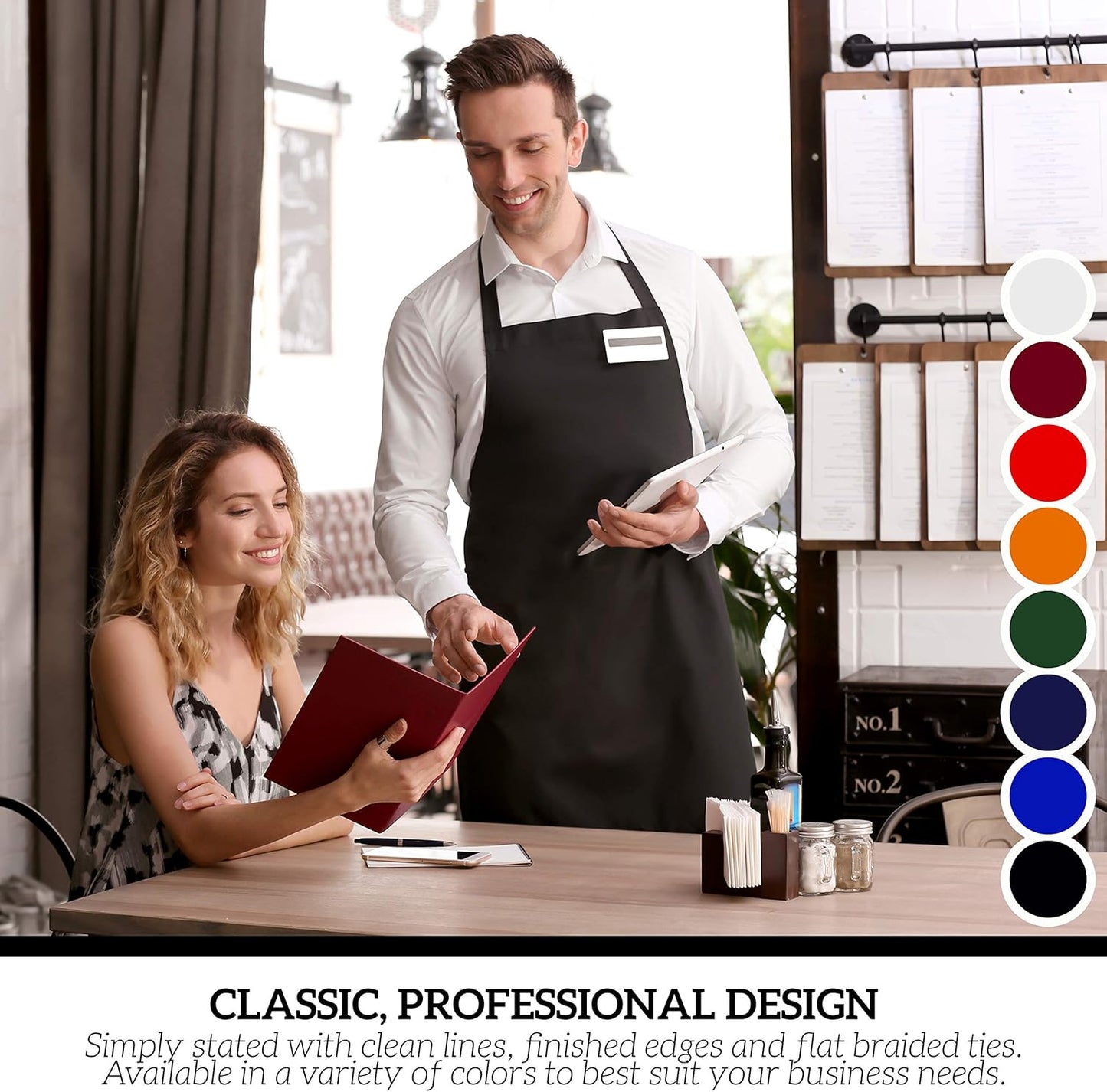 GREEN LIFESTYLE 120 Pack Professional Chef Apron – Grilling Aprons for Men, Waterproof Cooking Apron for BBQ, Work or Restaurant Use, Kitchen Aprons for Women – Red, No Pockets