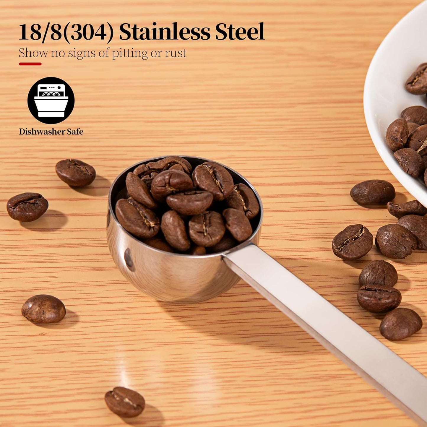 Long Handle Coffee Scoop, 18/8 Stainless Steel Food Grade Measuring Spoon for Coffee Beans Powders Sugar, 9.9in Long Metal Scoop Tablespoon for Easy Container Reach (1tbsp/ 15ml)