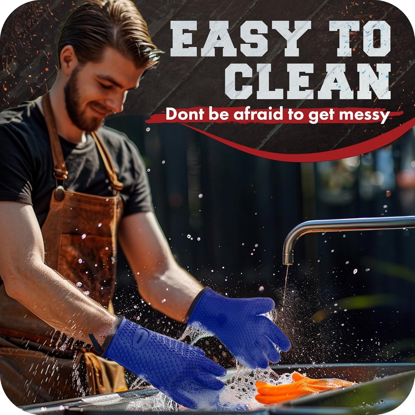 KITCHEN PERFECTION S Silicone Smoker Oven Gloves -Extreme Heat Resistant BBQ Gloves -Handle Hot Food Right on Your Grill Fryer Pit|Waterproof Oven Mitts |Superior Value Set+3 Bonuses