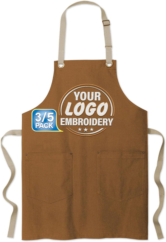 TEEAMORE Custom Embroidered Kitchen Apron Add Your Name Logo Design Cooking Baking Kitchen Chef Apron Gifts